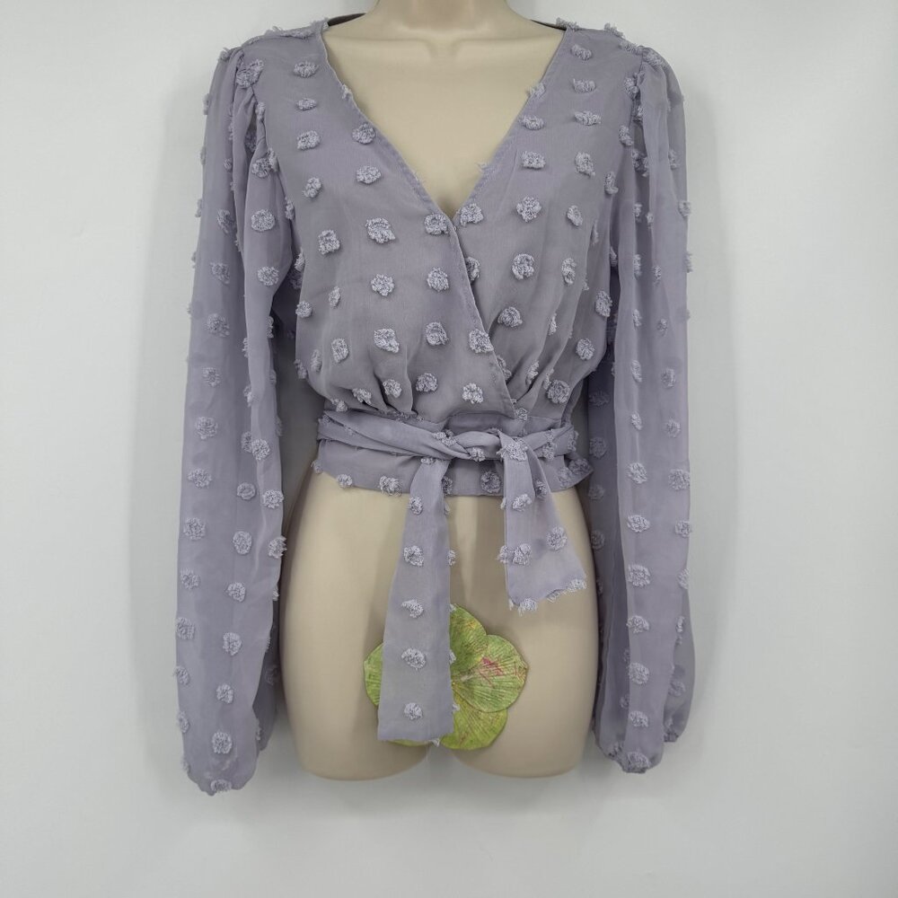 Altar'd State Top blouse Uo Altard State Floral Knit Crop Top lavender lilac pur